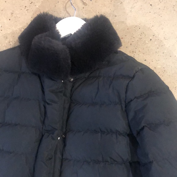 Weekend MaxMara Galosce Navy Faux-Fur-Trim Quilted Down Jacket - Picture 3 of 11